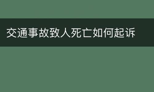 交通事故致人死亡如何起诉