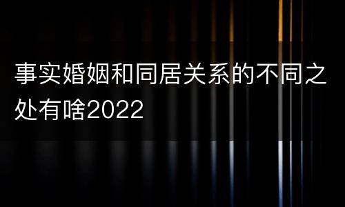 事实婚姻和同居关系的不同之处有啥2022