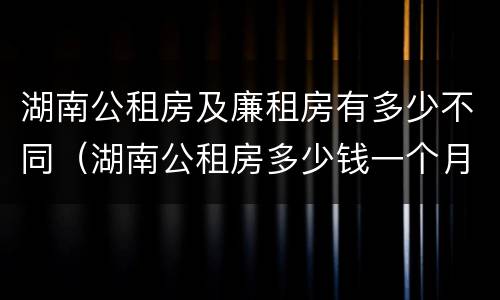 湖南公租房及廉租房有多少不同（湖南公租房多少钱一个月）