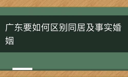 广东要如何区别同居及事实婚姻