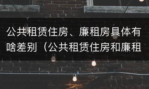 公共租赁住房、廉租房具体有啥差别（公共租赁住房和廉租房）