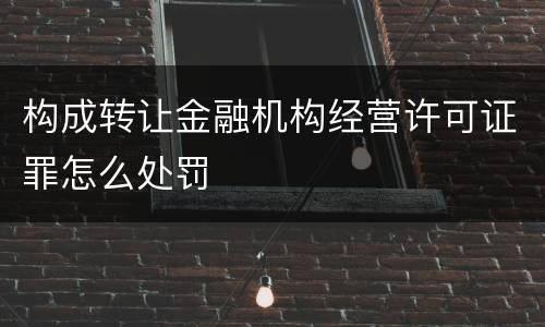 构成转让金融机构经营许可证罪怎么处罚