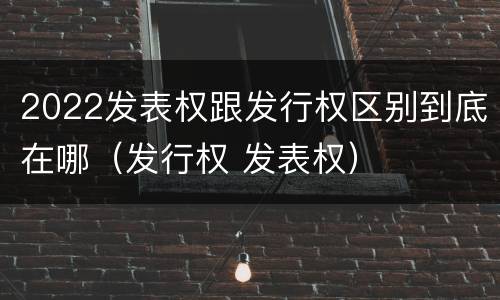 2022发表权跟发行权区别到底在哪（发行权 发表权）