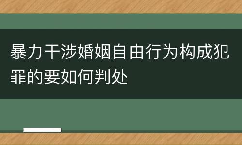 暴力干涉婚姻自由行为构成犯罪的要如何判处