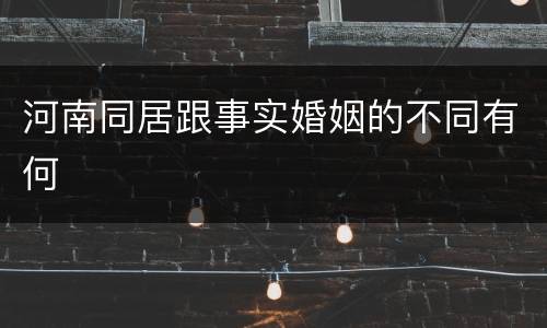 河南同居跟事实婚姻的不同有何