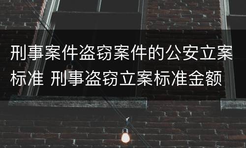 刑事案件盗窃案件的公安立案标准 刑事盗窃立案标准金额