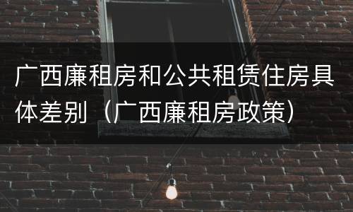 广西廉租房和公共租赁住房具体差别（广西廉租房政策）
