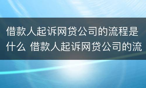 借款人起诉网贷公司的流程是什么 借款人起诉网贷公司的流程是什么呢