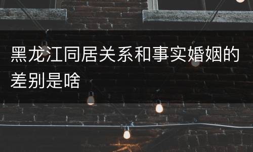 黑龙江同居关系和事实婚姻的差别是啥