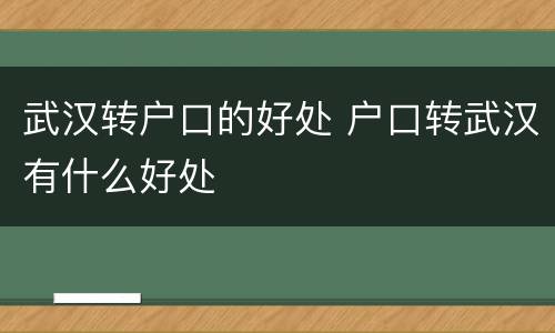 武汉转户口的好处 户口转武汉有什么好处