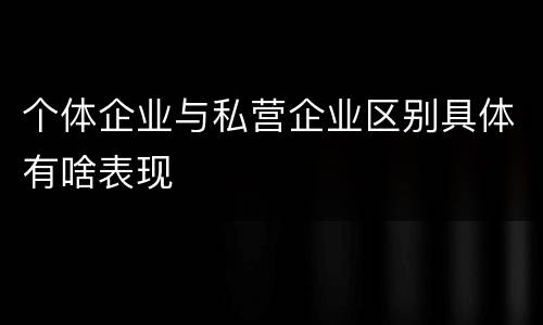 个体企业与私营企业区别具体有啥表现