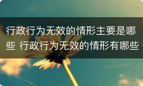 行政行为无效的情形主要是哪些 行政行为无效的情形有哪些