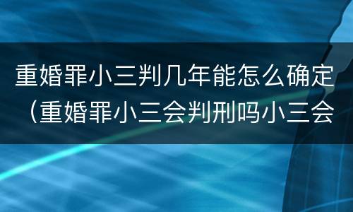 重婚罪小三判几年能怎么确定（重婚罪小三会判刑吗小三会判刑几年）
