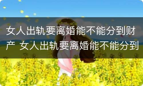 女人出轨要离婚能不能分到财产 女人出轨要离婚能不能分到财产呢