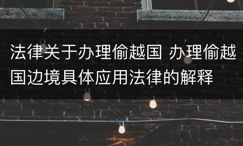 法律关于办理偷越国 办理偷越国边境具体应用法律的解释