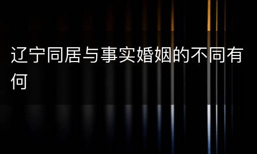 辽宁同居与事实婚姻的不同有何