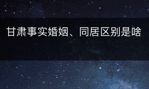 甘肃事实婚姻、同居区别是啥
