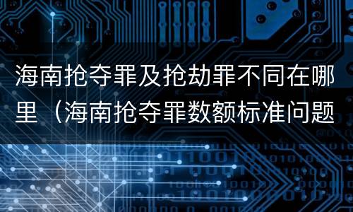 海南抢夺罪及抢劫罪不同在哪里（海南抢夺罪数额标准问题的规定）