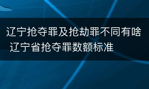 辽宁抢夺罪及抢劫罪不同有啥 辽宁省抢夺罪数额标准