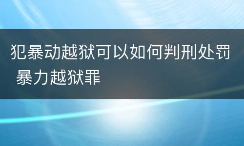 犯暴动越狱可以如何判刑处罚 暴力越狱罪