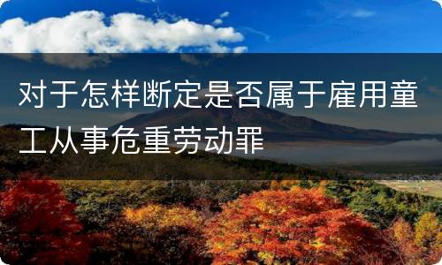 对于怎样断定是否属于雇用童工从事危重劳动罪