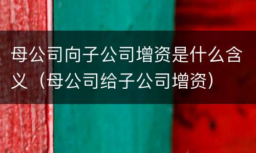 母公司向子公司增资是什么含义（母公司给子公司增资）