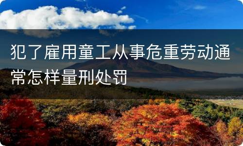 犯了雇用童工从事危重劳动通常怎样量刑处罚