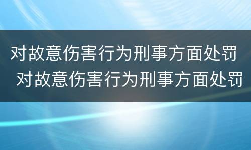 对故意伤害行为刑事方面处罚 对故意伤害行为刑事方面处罚规定