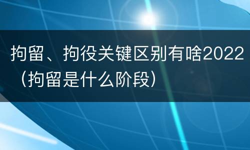 拘留、拘役关键区别有啥2022（拘留是什么阶段）