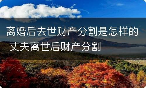 离婚后去世财产分割是怎样的 丈夫离世后财产分割