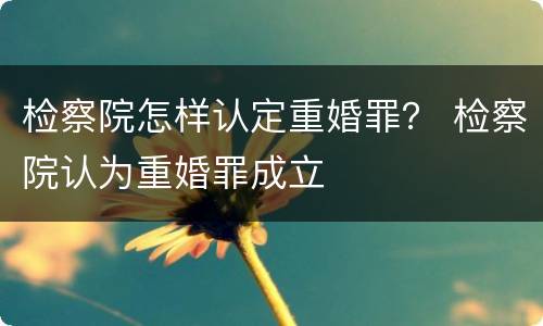 检察院怎样认定重婚罪？ 检察院认为重婚罪成立