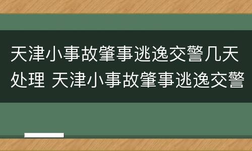 天津小事故肇事逃逸交警几天处理 天津小事故肇事逃逸交警几天处理完