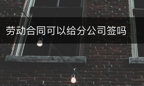 劳动合同可以给分公司签吗