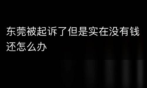 东莞被起诉了但是实在没有钱还怎么办