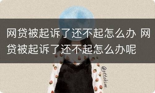 网贷被起诉了还不起怎么办 网贷被起诉了还不起怎么办呢