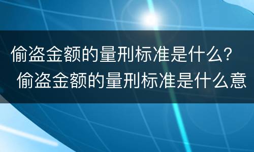 偷盗金额的量刑标准是什么？ 偷盗金额的量刑标准是什么意思