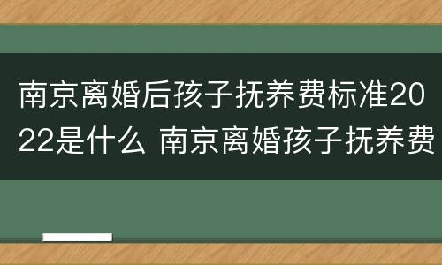 南京离婚后孩子抚养费标准2022是什么 南京离婚孩子抚养费标准多少钱