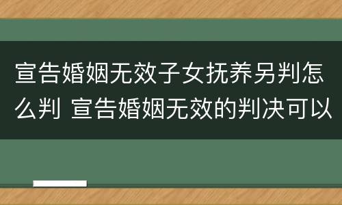 宣告婚姻无效子女抚养另判怎么判 宣告婚姻无效的判决可以上诉吗
