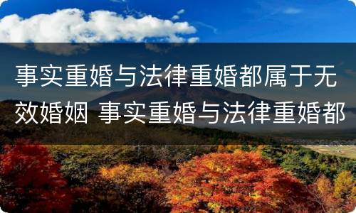 事实重婚与法律重婚都属于无效婚姻 事实重婚与法律重婚都属于无效婚姻吗