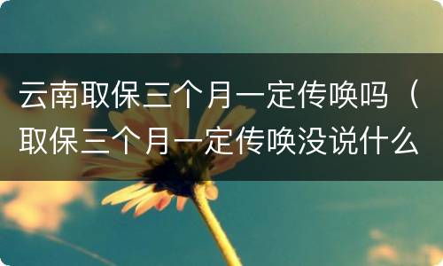 云南取保三个月一定传唤吗（取保三个月一定传唤没说什么事）