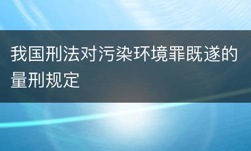 我国刑法对污染环境罪既遂的量刑规定