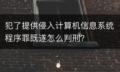 犯了提供侵入计算机信息系统程序罪既遂怎么判刑？