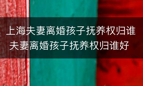 上海夫妻离婚孩子抚养权归谁 夫妻离婚孩子抚养权归谁好