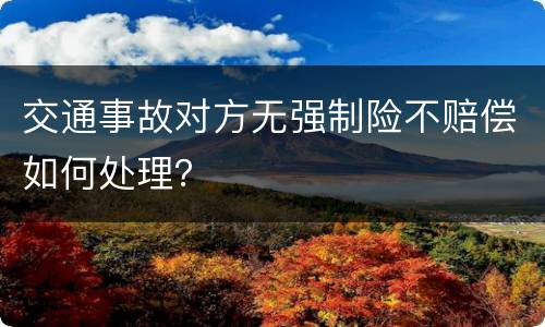 交通事故对方无强制险不赔偿如何处理？