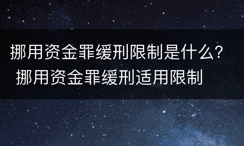 挪用资金罪缓刑限制是什么？ 挪用资金罪缓刑适用限制