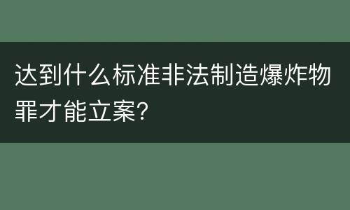 达到什么标准非法制造爆炸物罪才能立案？