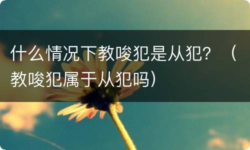 什么情况下教唆犯是从犯？（教唆犯属于从犯吗）