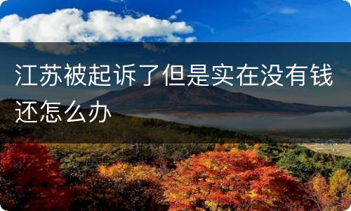 江苏被起诉了但是实在没有钱还怎么办