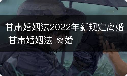 甘肃婚姻法2022年新规定离婚 甘肃婚姻法 离婚