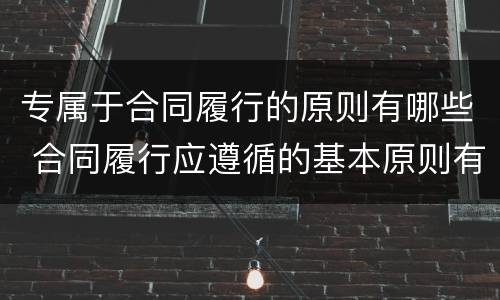 专属于合同履行的原则有哪些 合同履行应遵循的基本原则有哪些